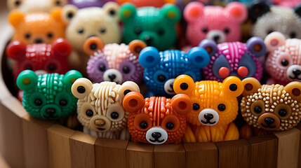 puzzle beads, animal shaped, cute, with beautiful colors , generate AI