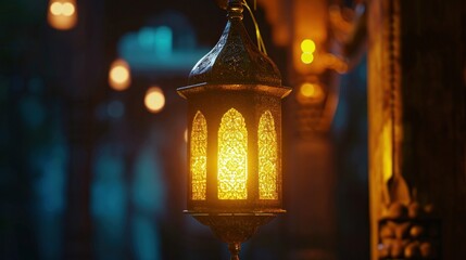 a traditional arabian lantern lit by candle light is on fire in front of the sun
