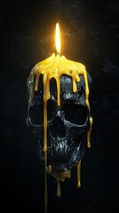 Melting Skull Candle, Spooky Image of a