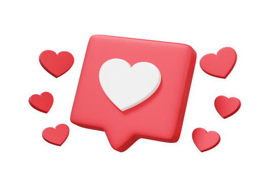 Mockup bubble heart chat symbol icon like comment social media online love concept. sms, chat, message, communication, communicate happy valentines day. 3d rendering