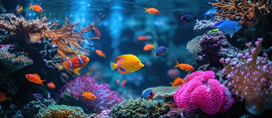 Fototapeta na wymiar Vibrant fish in a thriving reef system.