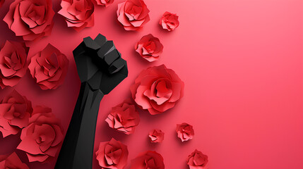 Women day background banner symbolizing women empowerment and strength, resilience and fight for equality 