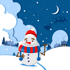 snowman with christmas tree