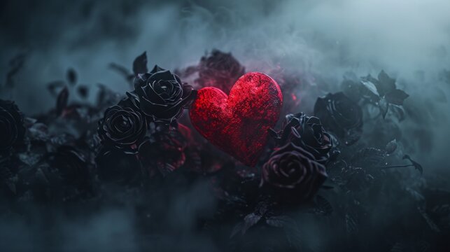 Red Heart Surrounded by Black Roses, Love