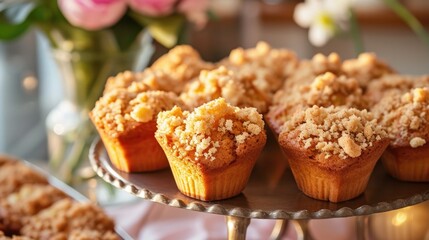 heart-shaped muffins with a crumb topping generative ai