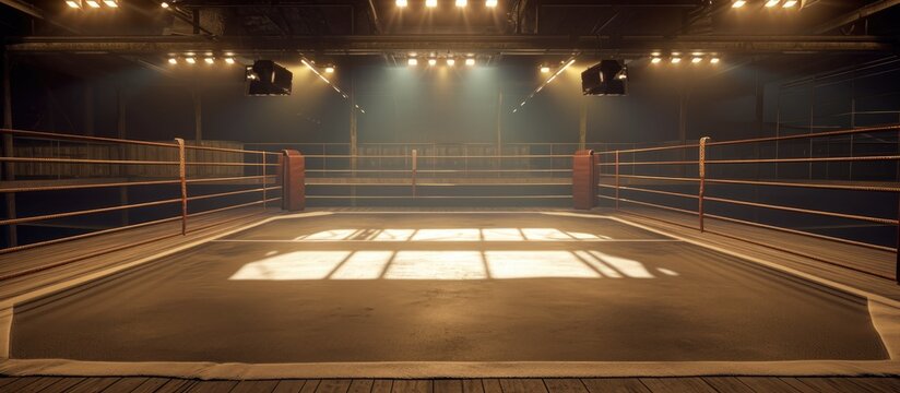 Gym's boxing arena prepares for action.