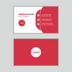 Red color double sided corporate business card design template with editable content.