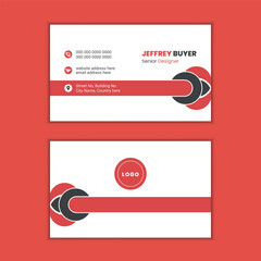 Creative, minimalist double sided corporate business card design template with editable content.