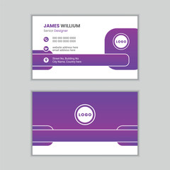 Sleek double sided creative corporate business card design template with editable content.