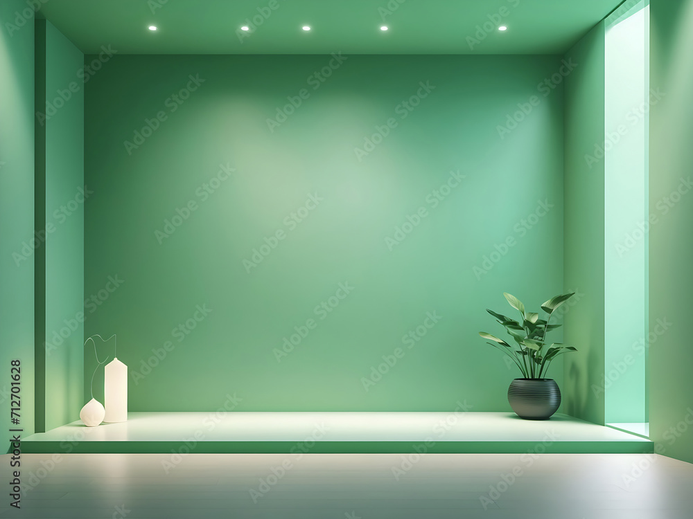 Poster universal minimalistic background for presentation. a light wall in the interior with beautiful buil
