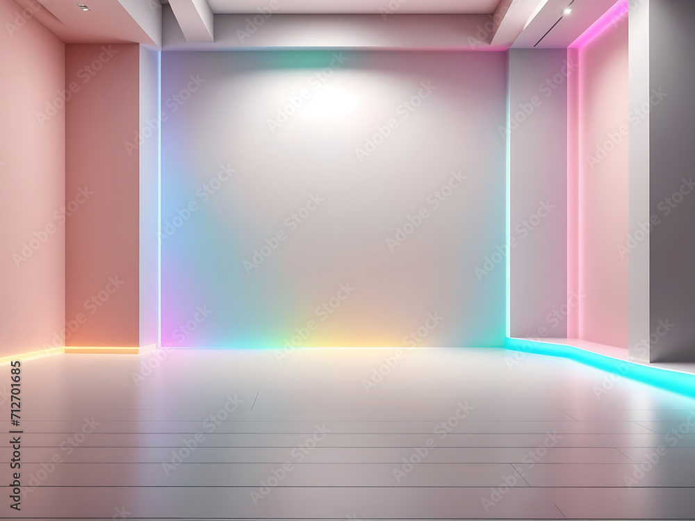 Poster universal minimalistic background for presentation. a light wall in the interior with beautiful buil