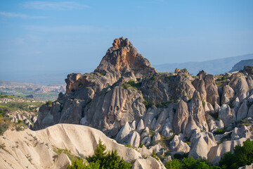 Fairy chimneys aerial view in Goreme Historic National Park in Cappadocia, Central Anatolia,...