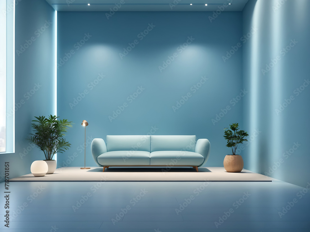 Poster universal minimalistic background for presentation. a light wall in the interior with beautiful buil