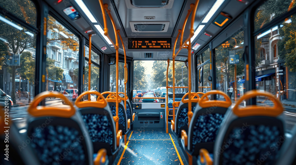 Poster a view of the inside of a public transit bus