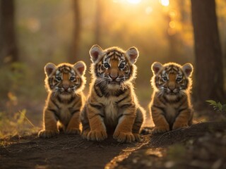 three little tiger cubs