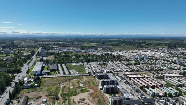 Aerial view with 4K drone of the city center of Talca, southern Chile