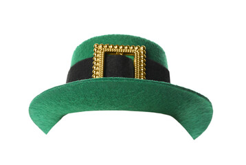 Green leprechaun hat isolated on white. Saint Patrick's Day accessory