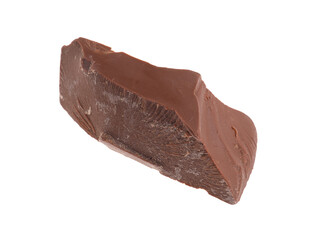 Piece of tasty milk chocolate isolated on white