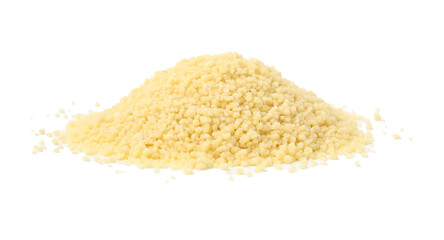 Pile of raw couscous isolated on white