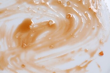 Smear of sauce on white background, top view