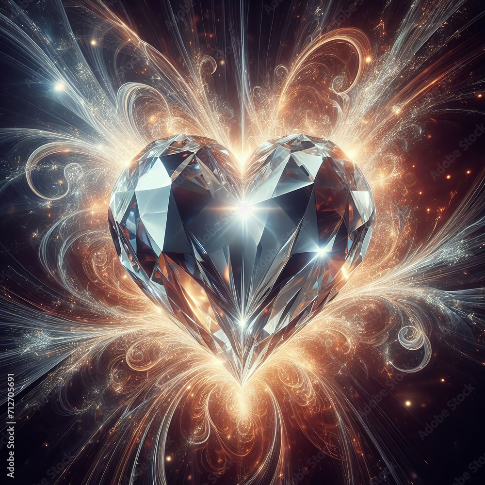 Poster beautiful heart in fractal, computer generated abstract background, 3d rendering