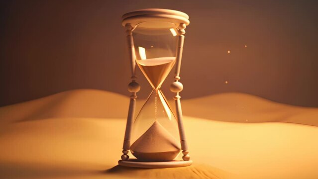 Hourglass clock on sand of desert