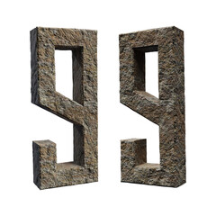 number 9 3d render. Rock alphabet. Path save.
