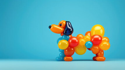 Dog made from a balloon, background in vibrant colors