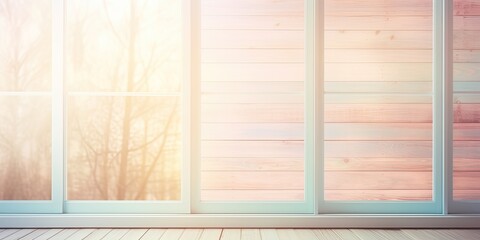Pastel-colored window blurs wooden texture board.