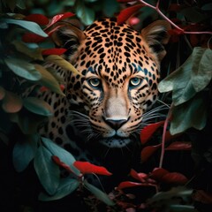 jaguar is hiding in a jungle