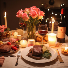 romantic candlelight dinner on Valentine's Day