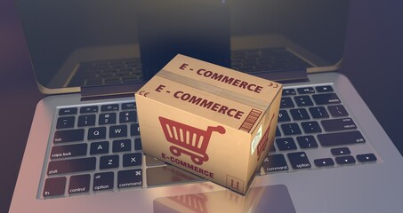 E-commerce, Social Media Concept, E-commerce Platforms. 3D Visual Design