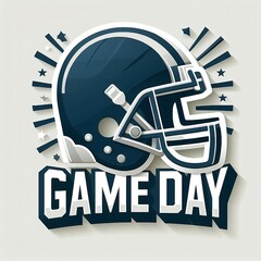 Game Day American football poster, American football helmet, and ball with copy space for text. banner design concept of super bowl Sunday was created with generative ai	