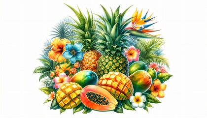 watercolor illustration of a seasonal fruits.  Design for poster, greeting card, postcard