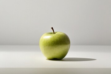 Green apple on a wooden table