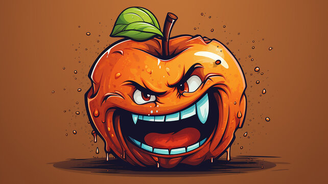 illustration ripe evil fruit apple