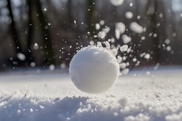 Fototapeta na wymiar snowball with a throw and a hit