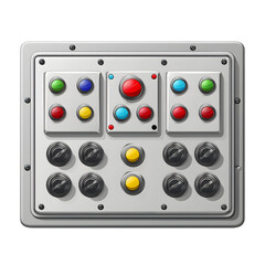 Industrial control panel with buttons isolated on white background, realistic, png
