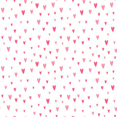 Fototapeta na wymiar Pink hearts seamless pattern. Cute love Valentine's day background. Endless pattern for wrapping paper, wallpaper, fabric