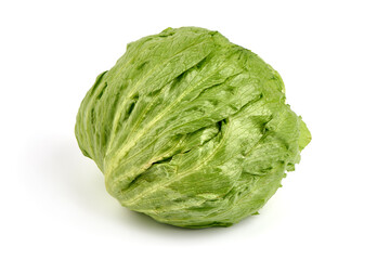 Fresh Iceberg salad, isolated on white background.