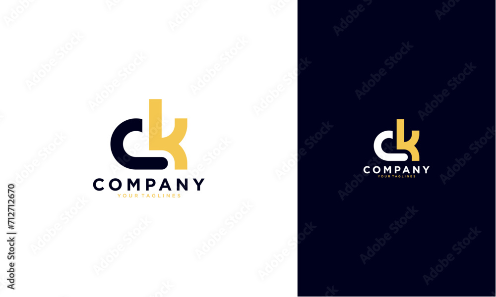 Fototapete CK or KC initial logo concept monogram,logo template designed to make your logo process easy and approachable. All colors and text can be modified. High resolution files included.