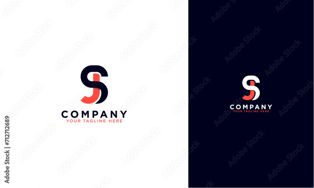 Fototapete sj or js initial logo concept monogram,logo template designed to make your logo process easy and app