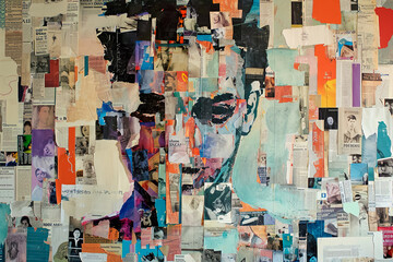 collage with cutouts of magazines, newspapers and photos