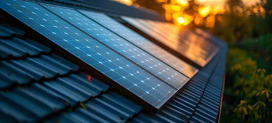 An alternative source of clean green energy. Solar panels. Close shot