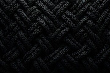 Black knitted fabric texture background. Close-up of knitted fabric