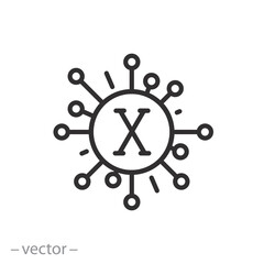 disease x icon, pandemic 2024, x virus germ, infection bacteria, thin line web symbol on white background - editable stroke vector illustration eps10