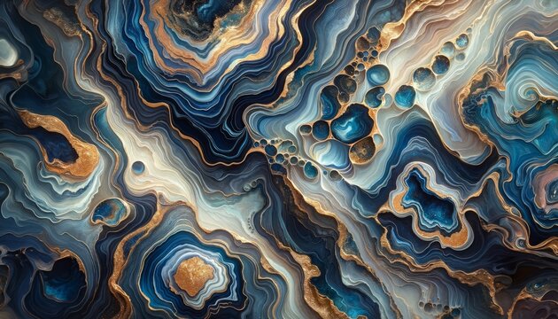 Luxurious Geological Fluid in Elegant Organic Layers and Metallic Veins Generated image Generated image