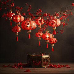 minimalist design Chinese new year traditional lantern