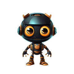 Charming Cartoon Robot Illustration on Transparent Background - Royalty-Free Digital Download