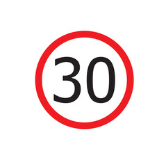 Obraz premium Speed Limit and Radar Warning Traffic Signs vector icon